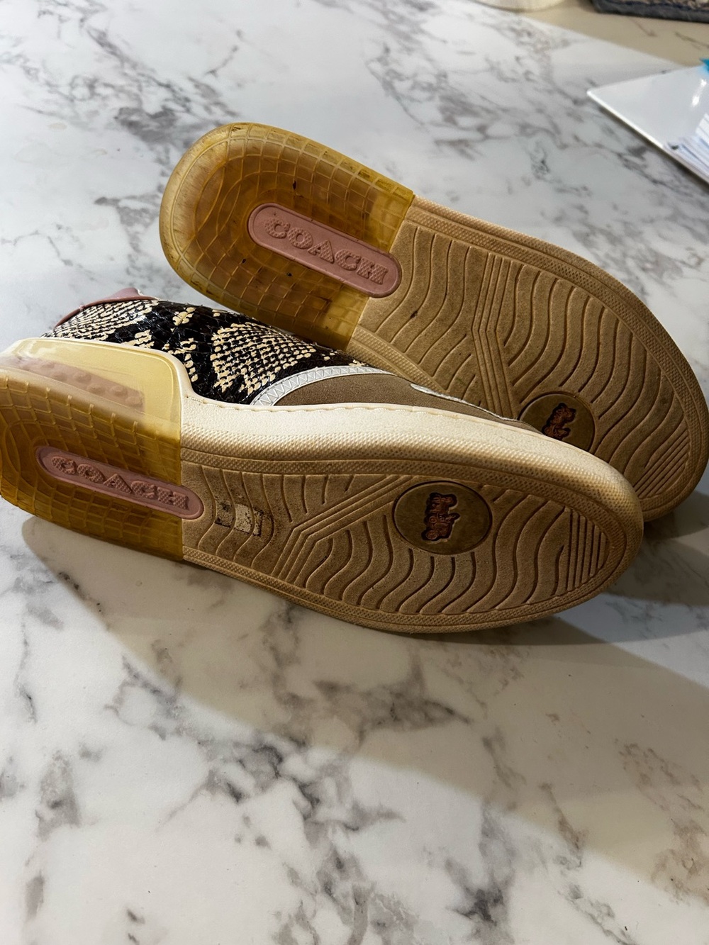 Coach Women's Tan Brown Snake-Print Low Top Sneakers - Picture 4 of 6